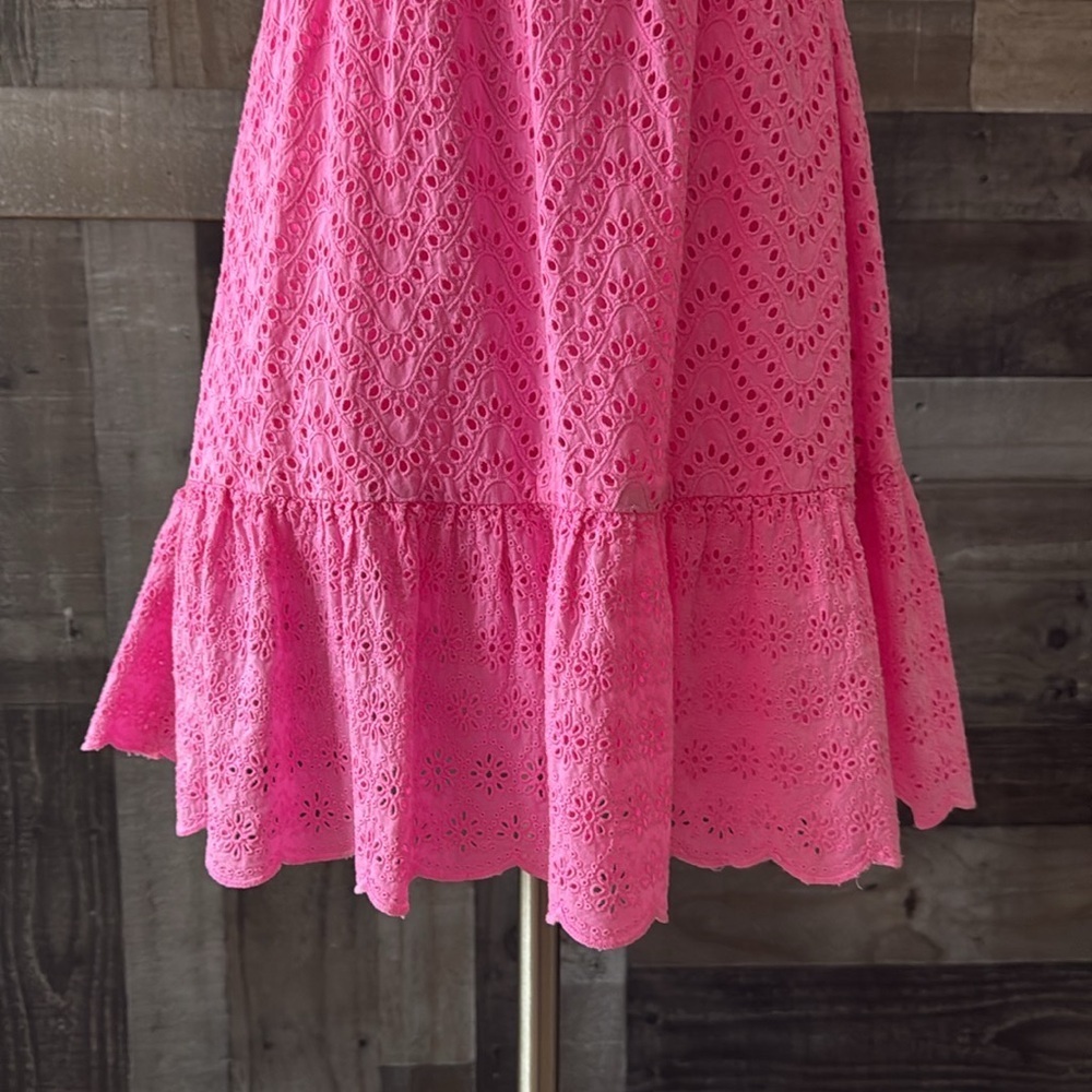 Vineyard Vines hot pink dress size 0 feminine floral eyelet lace Barbiecore - Picture 4 of 12